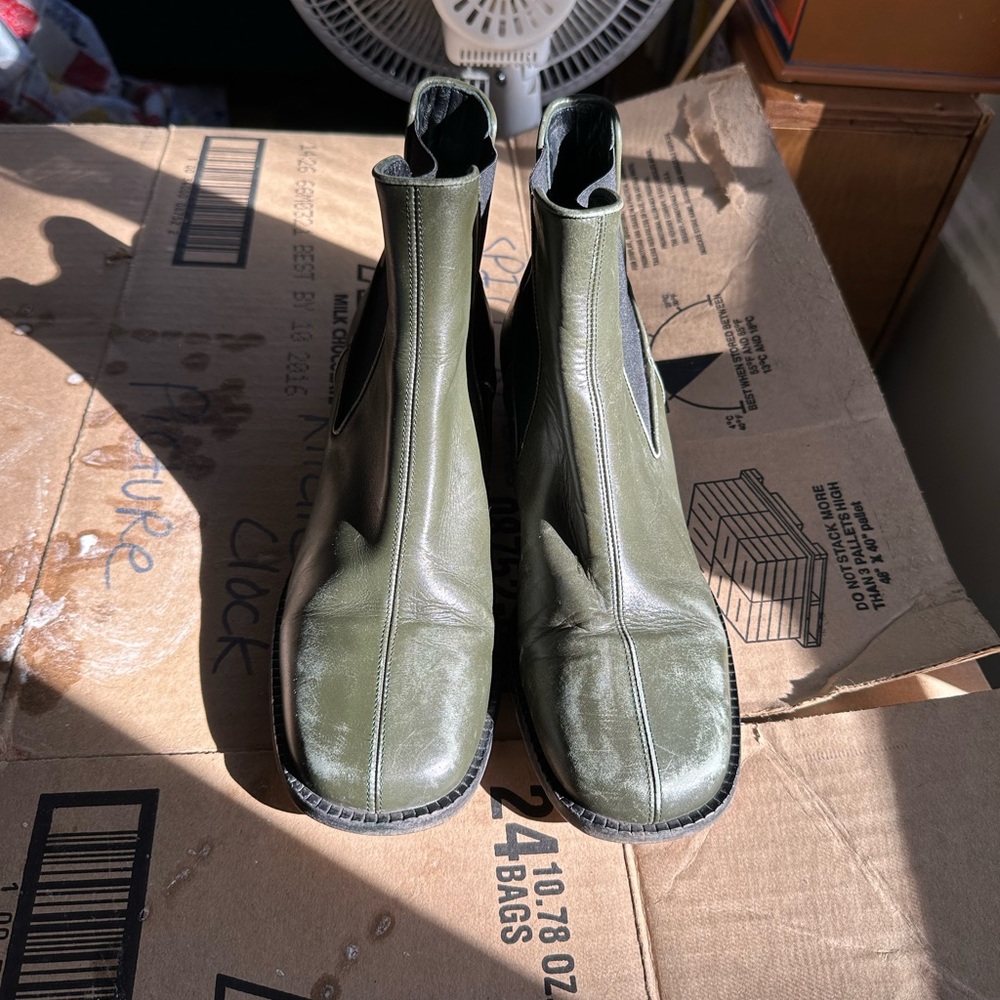 Tibi Olive Heeled Boots